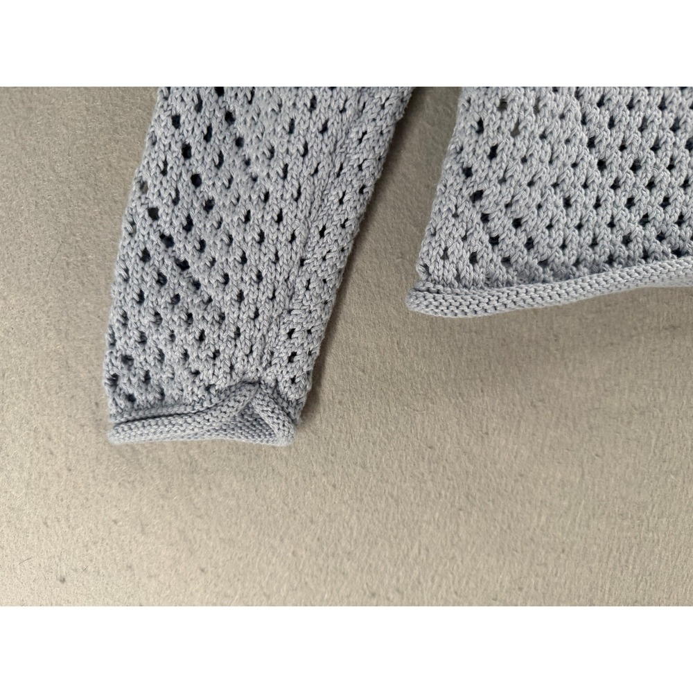 ZARA Sweater Girls 9/10 Blue Open Knit Crochet Cropped Coastal Soft Girl Boho - Picture 5 of 10